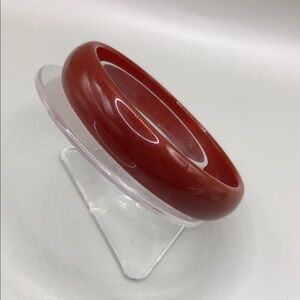 Polished earth red stone jasper ? bangle bracelet boho layer stack